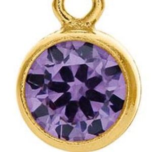 Yellow Gold-filled Amethyst CZ Set Jewelry Charm